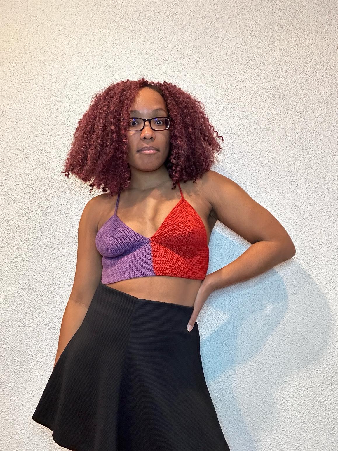 Wine/Violet Dual Colored Crop Top